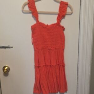 Sleeveless Ruffled Orange Sundress